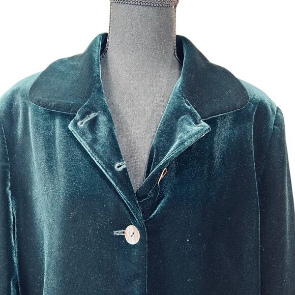 Emil Rutenberg Green Velvet Button Short Blazer Jacket Size L - Picture 5 of 8